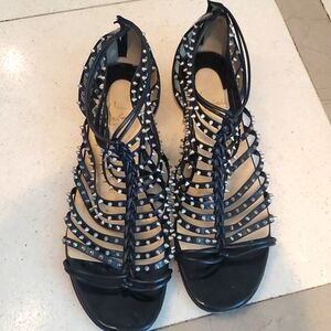 Christian Louboutin spiked black patent leather sandals size 41 eur 10 us